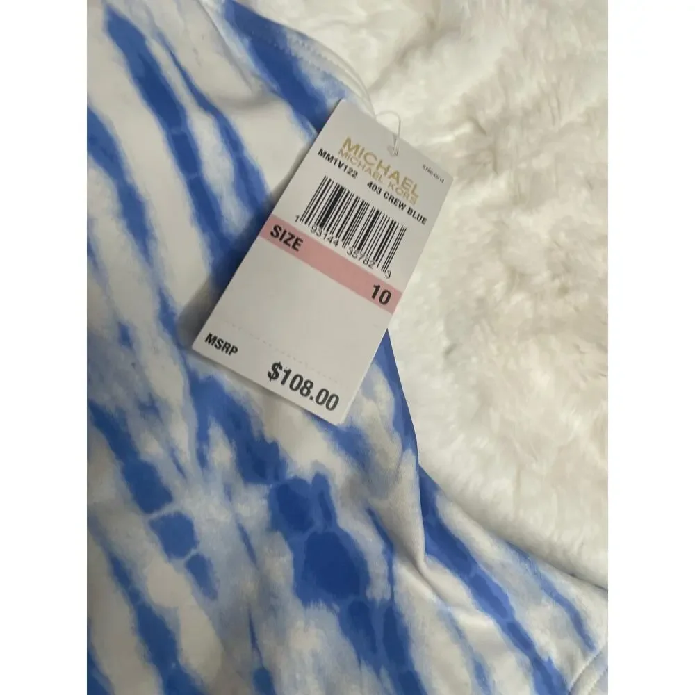 Michael Kors 1pc Blue Striped Swimsuit NWT Size 10 - Picture 9 of 10